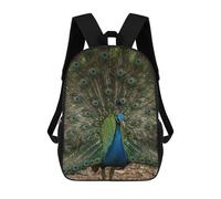 sinyumoney 17 Inch Children's Backpack Peacock Displaying Feathers School Rucksack 3D Kids School Backpack School Bags Fashion Backpack with Pocket Book Bags