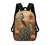 sinyumoney 17 Inch Children's Backpack Peacock Perfect School Rucksack 3D Kids School Backpack School Bags Fashion Backpack with Pocket Book Bags