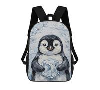 sinyumoney 17 Inch Children's Backpack Penguin with Ice Cube Painting School Rucksack 3D Kids School Backpack School Bags Fashion Backpack with Pocket Book Bags
