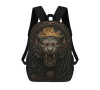 sinyumoney 17 Inch Children's Backpack Roaring Tiger - Gothic Metal Fantasy Beast Poster School Rucksack 3D Kids School Backpack School Bags Fashion Backpack with Pocket Book Bags