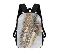 sinyumoney 17 Inch Children's Backpack Saxophone 2 School Rucksack 3D Kids School Backpack School Bags Fashion Backpack with Pocket Book Bags