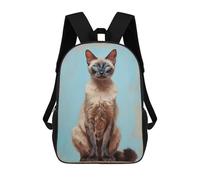sinyumoney 17 Inch Children's Backpack Siamese Cat School Rucksack 3D Kids School Backpack School Bags Fashion Backpack with Pocket Book Bags