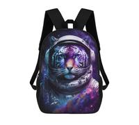 sinyumoney 17 Inch Children's Backpack Space Tiger Astronaut Art Print -1 School Rucksack 3D Kids School Backpack School Bags Fashion Backpack with Pocket Book Bags