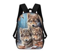 sinyumoney 17 Inch Children's Backpack Three Wolves in Winter Forest School Rucksack 3D Kids School Backpack School Bags Fashion Backpack with Pocket Book Bags