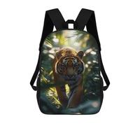 sinyumoney 17 Inch Children's Backpack Tiger in Jungle School Rucksack 3D Kids School Backpack School Bags Fashion Backpack with Pocket Book Bags