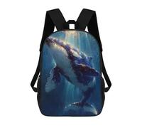 sinyumoney 17 Inch Children's Backpack Whale in Ocean Depths School Rucksack 3D Kids School Backpack School Bags Fashion Backpack with Pocket Book Bags