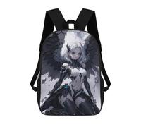 sinyumoney 17 Inch Children's Backpack White Devil Angel School Rucksack 3D Kids School Backpack School Bags Fashion Backpack with Pocket Book Bags