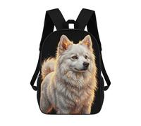 sinyumoney 17 Inch Children's Backpack White Dog with Golden Sparkles School Rucksack 3D Kids School Backpack School Bags Fashion Backpack with Pocket Book Bags