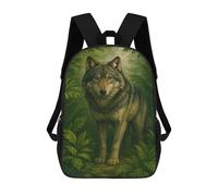 sinyumoney 17 Inch Children's Backpack Wolf in Lush Green Forest School Rucksack 3D Kids School Backpack School Bags Fashion Backpack with Pocket Book Bags