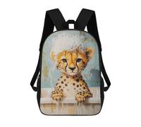 sinyumoney 17 Inch Children's Backpacks Cheetah Bath Time School Bag 3D Printed Children's School Backpack Fashion Travel Backpacks for Kids School Students