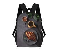 sinyumoney 17 Inch Children's Backpacks Chocolate Croissant Coffee School Bag 3D Printed Children's School Backpack Fashion Travel Backpacks for Kids School Students