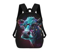 sinyumoney 17 Inch Children's Backpacks Colorful Cosmic Cow Glasses School Bag 3D Printed Children's School Backpack Fashion Travel Backpacks for Kids School Students