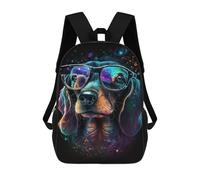 sinyumoney 17 Inch Children's Backpacks Cosmic Canine Glasses Art Print School Bag 3D Printed Children's School Backpack Fashion Travel Backpacks for Kids School Students
