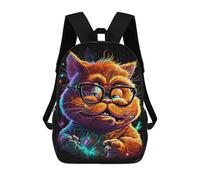 sinyumoney 17 Inch Children's Backpacks Cosmic Cat Glasses Art Print-9 School Bag 3D Printed Children's School Backpack Fashion Travel Backpacks for Kids School Students