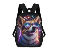 sinyumoney 17 Inch Children's Backpacks Cosmic Corgi Glasses-1 School Bag 3D Printed Children's School Backpack Fashion Travel Backpacks for Kids School Students
