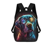 sinyumoney 17 Inch Children's Backpacks Cosmic Dog Glasses Art Print School Bag 3D Printed Children's School Backpack Fashion Travel Backpacks for Kids School Students