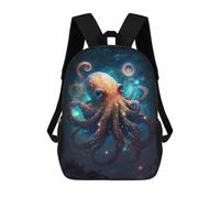 sinyumoney 17 Inch Children's Backpacks Cosmic Octopus Art Print School Bag 3D Printed Children's School Backpack Fashion Travel Backpacks for Kids School Students
