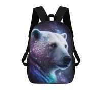 sinyumoney 17 Inch Children's Backpacks Cosmic Polar Bear Art Print-9 School Bag 3D Printed Children's School Backpack Fashion Travel Backpacks for Kids School Students
