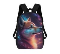 sinyumoney 17 Inch Children's Backpacks Cosmic Wolf Portrait-8 School Bag 3D Printed Children's School Backpack Fashion Travel Backpacks for Kids School Students
