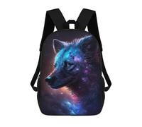sinyumoney 17 Inch Children's Backpacks Cosmic Wolf Portrait Artwork-5 School Bag 3D Printed Children's School Backpack Fashion Travel Backpacks for Kids School Students