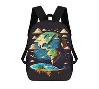 sinyumoney 17 Inch Children's Backpacks Flat Earth Globe Earth School Bag 3D Printed Children's School Backpack Fashion Travel Backpacks for Kids School Students
