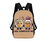 sinyumoney 17 Inch Children's Backpacks Funny Couple, You Complete Me - Cute Pancakes & Syrup School Bag 3D Printed Children's School Backpack Fashion Travel Backpacks for Kids School Students
