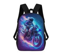 sinyumoney 17 Inch Children's Backpacks Galactic Motorcycle Adventure School Bag 3D Printed Children's School Backpack Fashion Travel Backpacks for Kids School Students