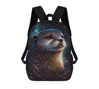sinyumoney 17 Inch Children's Backpacks Galactic Otter Majesty -1 School Bag 3D Printed Children's School Backpack Fashion Travel Backpacks for Kids School Students