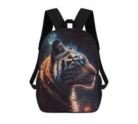 sinyumoney 17 Inch Children's Backpacks Galactic Tiger Portrait-17 School Bag 3D Printed Children's School Backpack Fashion Travel Backpacks for Kids School Students