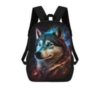 sinyumoney 17 Inch Children's Backpacks Galactic Wolf Portrait -41 School Bag 3D Printed Children's School Backpack Fashion Travel Backpacks for Kids School Students