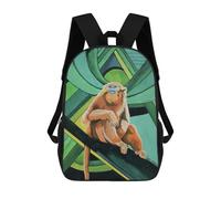 sinyumoney 17 Inch Children's Backpacks Golden Snubbed Nose Monkey School Bag 3D Printed Children's School Backpack Fashion Travel Backpacks for Kids School Students