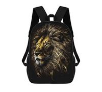 sinyumoney 17 Inch Children's Backpacks Lion Black Gold 2 School Bag 3D Printed Children's School Backpack Fashion Travel Backpacks for Kids School Students