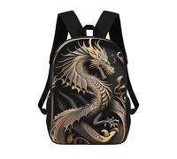 sinyumoney 17 Inch Children's Backpacks Mighty Golden Dragon School Bag 3D Printed Children's School Backpack Fashion Travel Backpacks for Kids School Students
