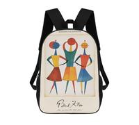 sinyumoney 17 Inch Children's Backpacks Paul Klee Family School Bag 3D Printed Children's School Backpack Fashion Travel Backpacks for Kids School Students