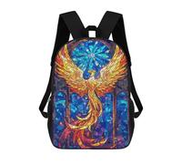 sinyumoney 17 Inch Children's Backpacks Phoenix Stained Glass School Bag 3D Printed Children's School Backpack Fashion Travel Backpacks for Kids School Students