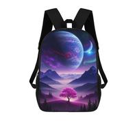 sinyumoney 17 Inch Children's Backpacks Planetary Landscape with Pink Tree School Bag 3D Printed Children's School Backpack Fashion Travel Backpacks for Kids School Students