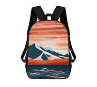 sinyumoney 17 Inch Children's Backpacks Retro Ocean Sunset School Bag 3D Printed Children's School Backpack Fashion Travel Backpacks for Kids School Students