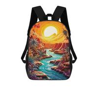 sinyumoney 17 Inch Children's Backpacks River Way to Canyon School Bag 3D Printed Children's School Backpack Fashion Travel Backpacks for Kids School Students