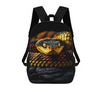 sinyumoney 17 Inch Children's Backpacks Snake Gold And Black School Bag 3D Printed Children's School Backpack Fashion Travel Backpacks for Kids School Students