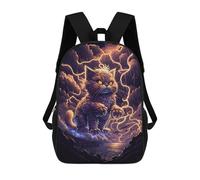 sinyumoney 17 Inch Children's Backpacks Thundering Cat Magic -1 School Bag 3D Printed Children's School Backpack Fashion Travel Backpacks for Kids School Students