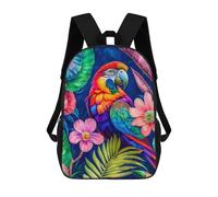 sinyumoney 17 Inch Children's Backpacks Tropical Parrot Jungle Scene School Bag 3D Printed Children's School Backpack Fashion Travel Backpacks for Kids School Students