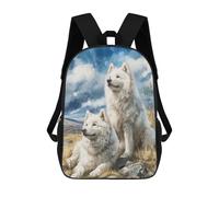 sinyumoney 17 Inch Children's Backpacks Two Samoyed Dogs in A Field School Bag 3D Printed Children's School Backpack Fashion Travel Backpacks for Kids School Students