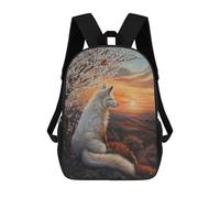 sinyumoney 17 Inch Children's School Backpack Art Fox Sunset Magical Teen Fashion Backpack Casual Backpack Boy Girl Teen School Bag 3D Printed Backpack