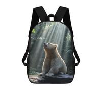 sinyumoney 17 Inch Children's School Backpack Bear in Sunlight Teen Fashion Backpack Casual Backpack Boy Girl Teen School Bag 3D Printed Backpack