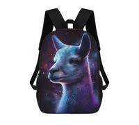 sinyumoney 17 Inch Children's School Backpack Cosmic Llama Portrait-5 Teen Fashion Backpack Casual Backpack Boy Girl Teen School Bag 3D Printed Backpack