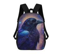 sinyumoney 17 Inch Children's School Backpack Cosmic Raven Artwork Teen Fashion Backpack Casual Backpack Boy Girl Teen School Bag 3D Printed Backpack
