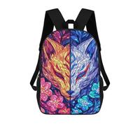 sinyumoney 17 Inch Children's School Backpack Dual Kitsune Teen Fashion Backpack Casual Backpack Boy Girl Teen School Bag 3D Printed Backpack
