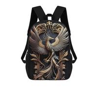 sinyumoney 17 Inch Children's School Backpack Golden Glory Phoenix Teen Fashion Backpack Casual Backpack Boy Girl Teen School Bag 3D Printed Backpack