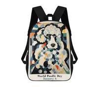 sinyumoney 17 Inch Children's School Backpack JANUARY 6 POODLE DAY Teen Fashion Backpack Casual Backpack Boy Girl Teen School Bag 3D Printed Backpack