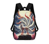 sinyumoney 17 Inch Children's School Backpack Mystical Nine Tailed Fox Teen Fashion Backpack Casual Backpack Boy Girl Teen School Bag 3D Printed Backpack